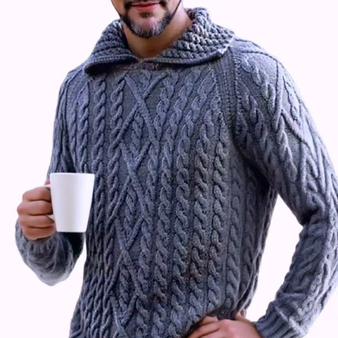 2026秋冬欧美复古套头宽松毛衣男慵懒风针织衫上衣Men's sweater