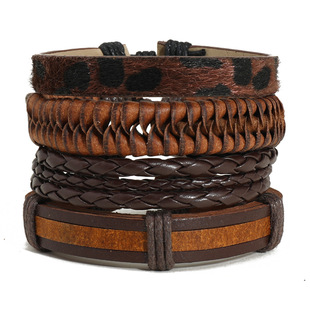 Ethnic Bracelet Style Braided Men皮革手链男 Leather Vintage