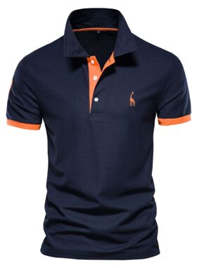 2026夏欧美休闲短袖Polo衫男刺绣拼色翻领修身T恤Men polo shirt