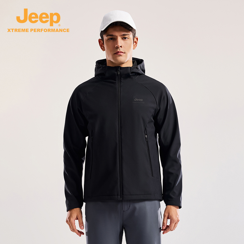 Jeepoutdoor官方轻量软壳衣秋冬男防泼水防风登山服御寒保暖冲锋