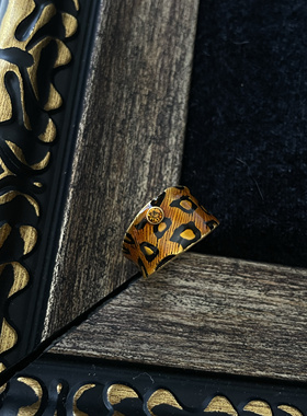 WOO/独家定制豹纹滴釉通体铜 厚镀磨砂质感狂野十足Y2K风豹纹戒指