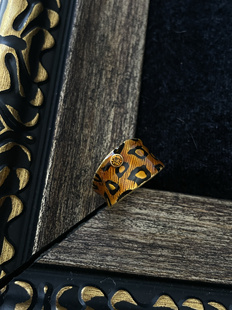 WOO 厚镀磨砂质感狂野十足Y2K风豹纹戒指 独家定制豹纹滴釉通体铜