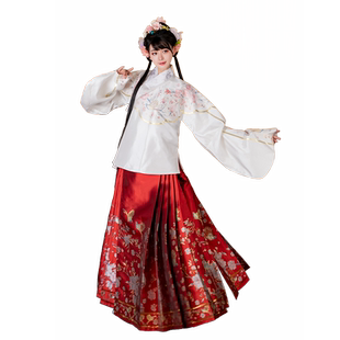 【如梦霓裳丨绮罗】明制汉服女交领短袄日常桃妆花织金马面裙春秋