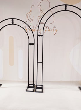 新款婚庆道具拱门婚礼展架室外婚礼拱形花架舞台背景黑色架子场景
