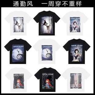 T恤tee 休闲简约潮流柔软亲肤情侣款 cl短袖 匹诺曹野兽图案印花时尚