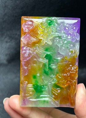 缅甸老坑帝王翡翠色特大号山水意境牌高冰男款观音吊坠玉石挂件