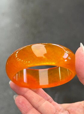 精品黄龙玉石手镯鸡油黄色加宽旺夫帝王黄玉石镯子女款轮胎镯子