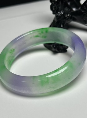 复古宫廷高冰种紫绿春彩细圆条翡翠平替饰品高颜值超仙玉手镯