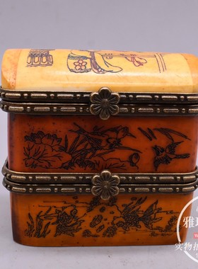 复古做旧小号双层仕女图首饰盒