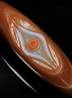 古玩旧藏藏区回流天眼佛眼天珠镶嵌金丝观音图腾收藏品