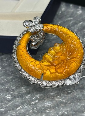 缅甸巴山翠勤劳致富吊坠冰种黄翡镶嵌玉佛挂件女款阳绿项链毛衣链