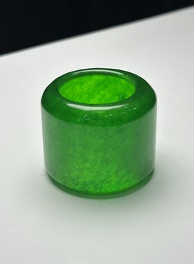 冰种阳绿翠玉扳指菠菜绿玉石男士霸气大拇指环满绿玉祖母绿玉戒指
