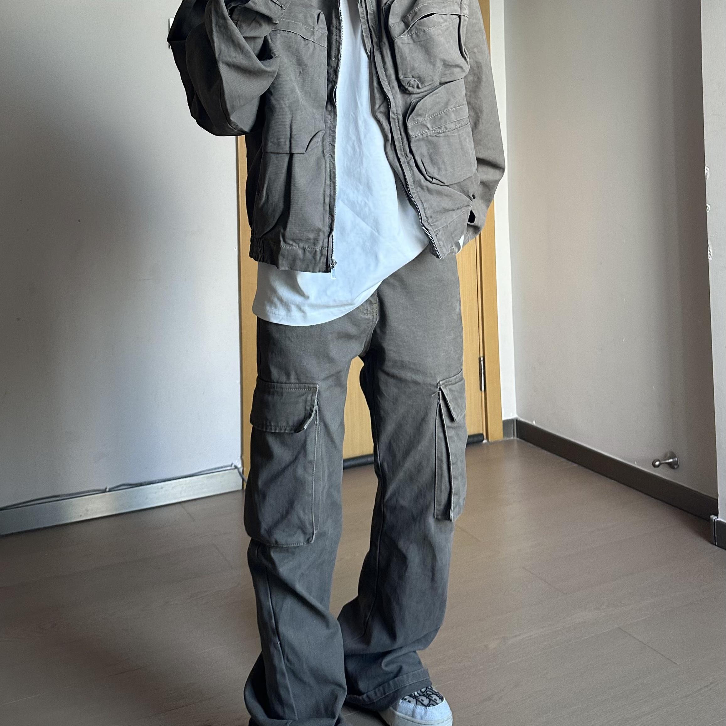 奶尤大大美式复古多口袋重工工装外套宽松古着感短款外套