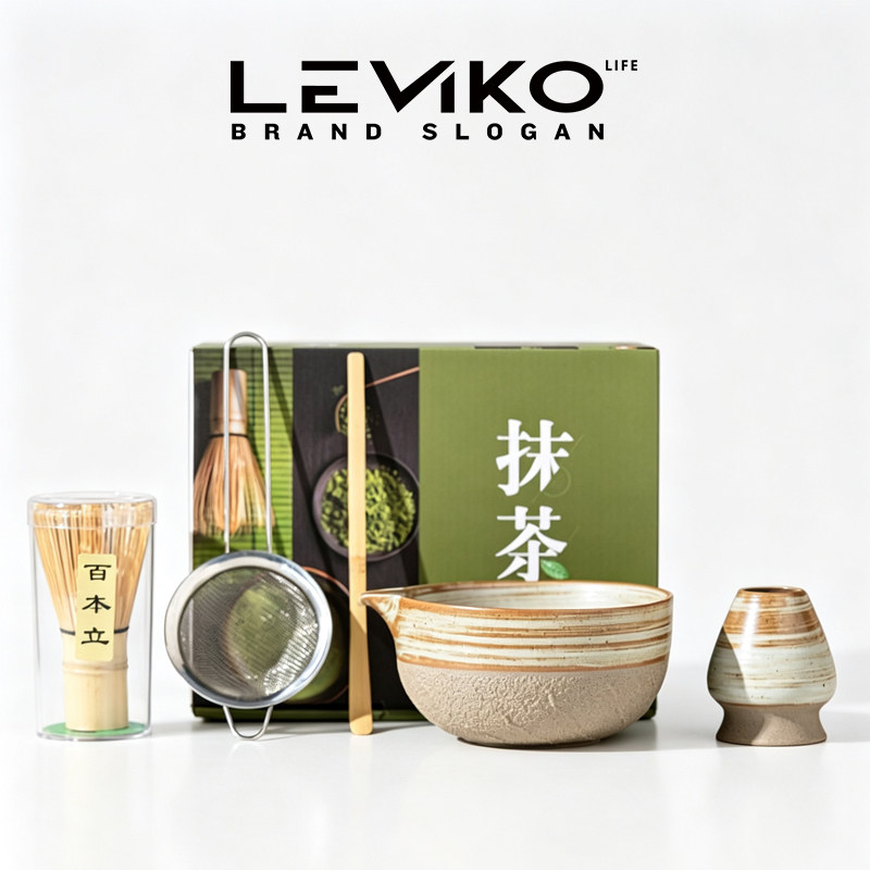 Leviko复古抹茶碗茶筅搅拌器