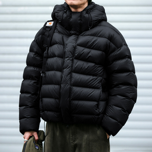 云感泡芙90白鹅绒高充绒连帽羽绒服男冬季情侣宽松保暖加厚外套潮