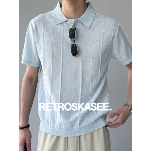 【意式亚麻老钱】夏季休闲高级感POLO衫男14针横机通勤翻领T恤潮