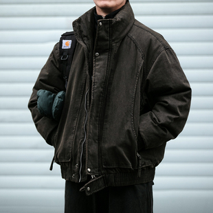 美式复古解构设计90白鸭绒羽绒服男冬季潮牌加厚防风保暖立领外套