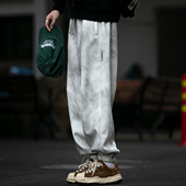 潮流百搭束脚裤 秋冬季 脏喷运动裤 男潮牌宽松大码 质感字母钢印卫裤