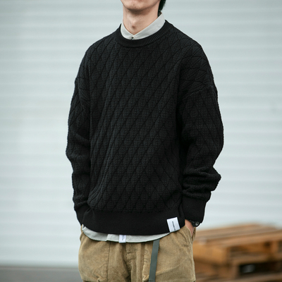 宽松纯棉圆领加厚毛衣