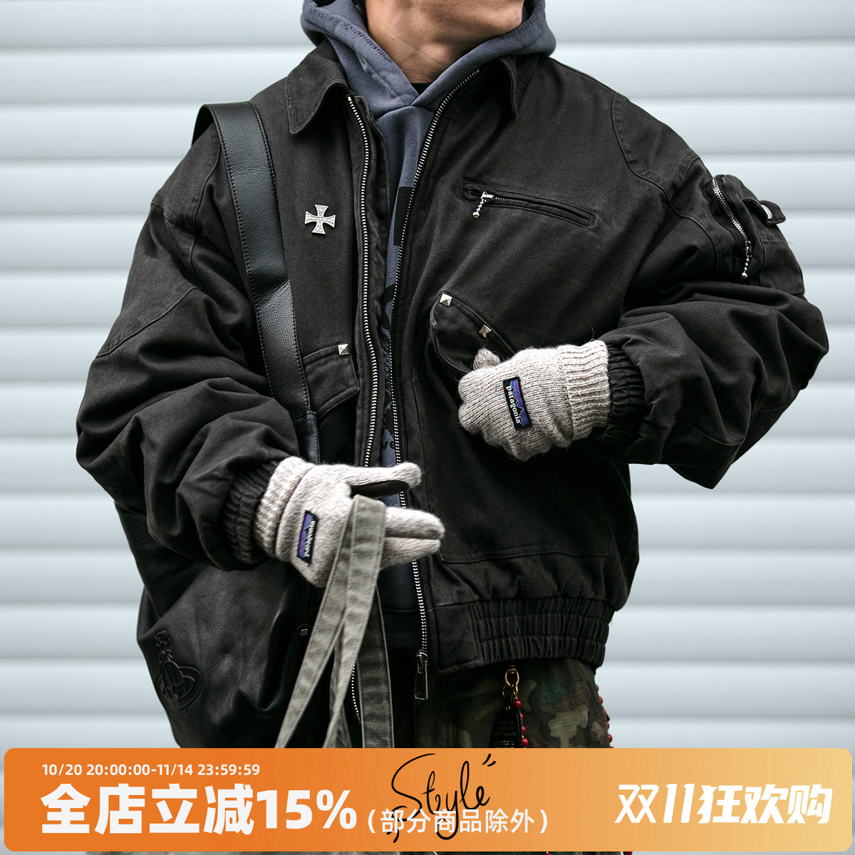 冬季新品水洗迷彩3D充棉Bomber宽松廓形保暖工装夹克飞行棉服外套