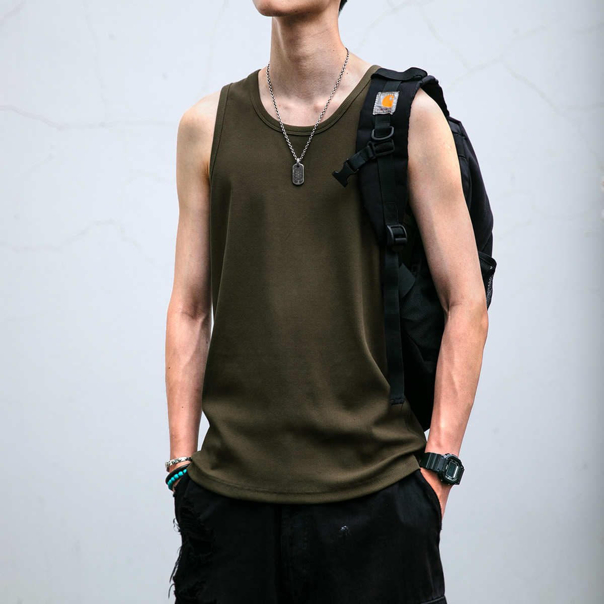 软糯丝滑螺纹坑条背心男夏季