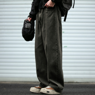复古工装 裤 男士 基础款 美式 春秋季 宽松直筒潮牌休闲裤 重磅炒洗