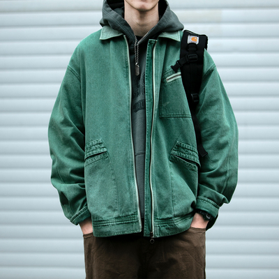 原创翻领春秋宽松重水洗