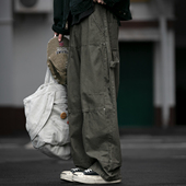 290克重磅水洗工装 Vintage复古休闲长裤 裤 男潮牌设计感宽松伐木裤