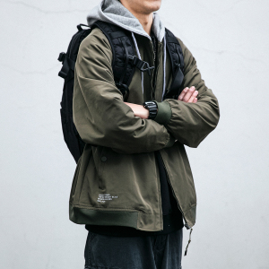 日系潮牌2024春季新款假两件连帽棒球服外套男宽松情侣飞行员夹克