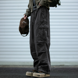 男潮牌宽松质感百搭休闲长裤 重磅重工水洗AST工艺立体口袋工装 裤