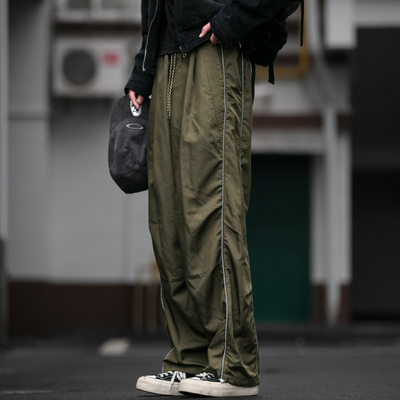 210G春夏户外机能风反光防水工装裤男女宽松可调节裤脚速干长裤潮