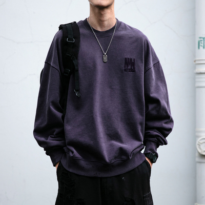 460G阿苏特洗褪蜡染重磅圆领卫衣