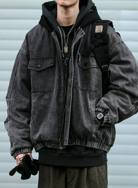 加厚冬季牛仔棉服外套