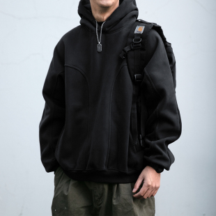 450G重磅连帽卫衣男cleanfit春秋新款宽松连袖套头宽松上衣外套潮