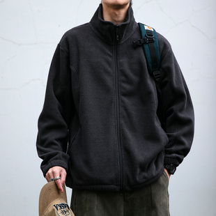 破骨解构设计双拉链摇粒绒立领卫衣男秋冬宽松亲肤保暖加厚外套潮
