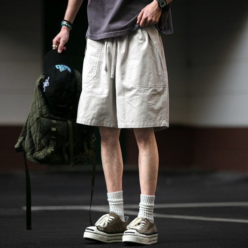 全棉直筒系绳青春流行口袋装饰