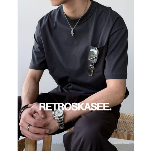 320G精梳棉口袋设计短袖T恤男
