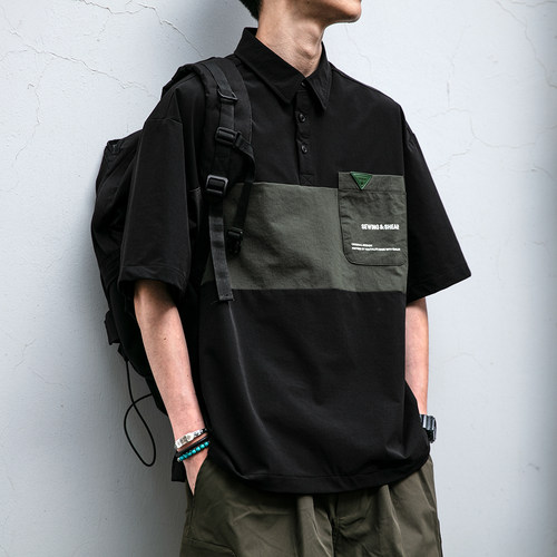 夏季山系机能面料短袖单穿POLO衫男青年痞帅翻领潮牌休闲T恤衫