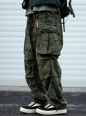 美式复古270g重磅AST工艺迷彩工装裤男潮牌立体口袋设计休闲长裤