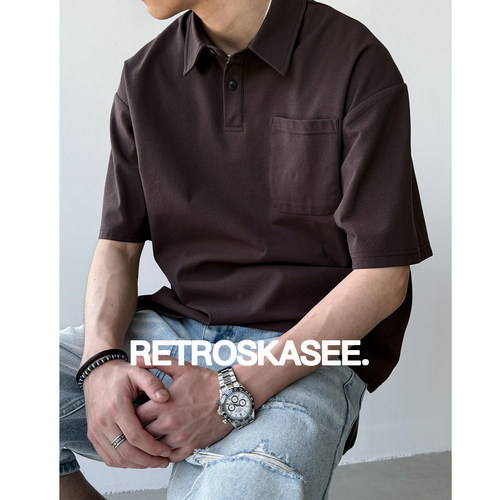 基础简约纯色翻领POLO衫男