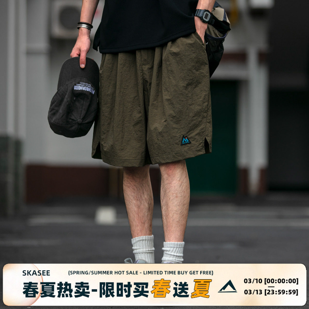 日系复古户外速干休闲短裤夏季男青年休闲运动潮牌防水五分工装裤