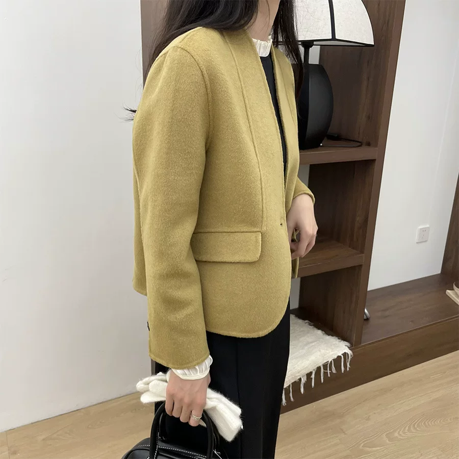Демисезонное осеннее двустороннее шерстяное пальто oversize для подростков