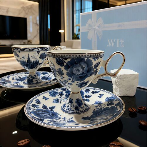 骨瓷咖啡杯经典青花杯碟ceramic