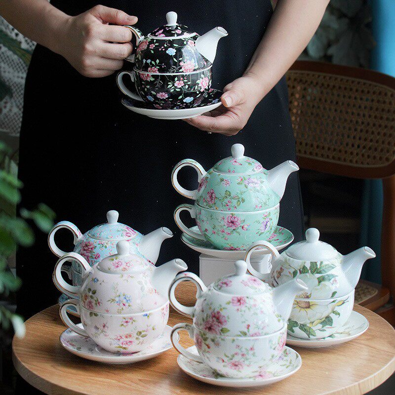 英式下午茶单人壶韩式子母壶一壶一杯一人饮茶壶茶具古典青花陶瓷