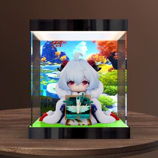适用 童年小甘雨 Q版 手办模型灯箱款防尘罩亚克力高清收纳盒