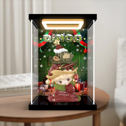 适用POPMART泡泡玛特 DIMOO 成为一颗圣诞树手办乐高亚克力收纳盒