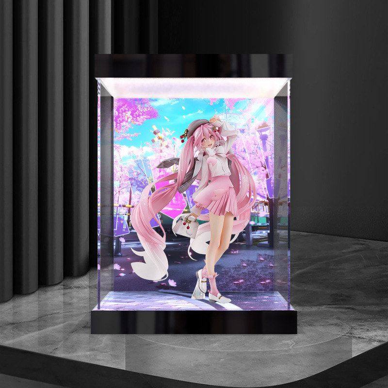 适用GSC miku 初音未来 樱花未来 赏花装扮 手办防尘罩灯箱收纳盒,居家布艺,收纳盒,淘宝优惠券,粉丝福利购,淘宝优惠卷