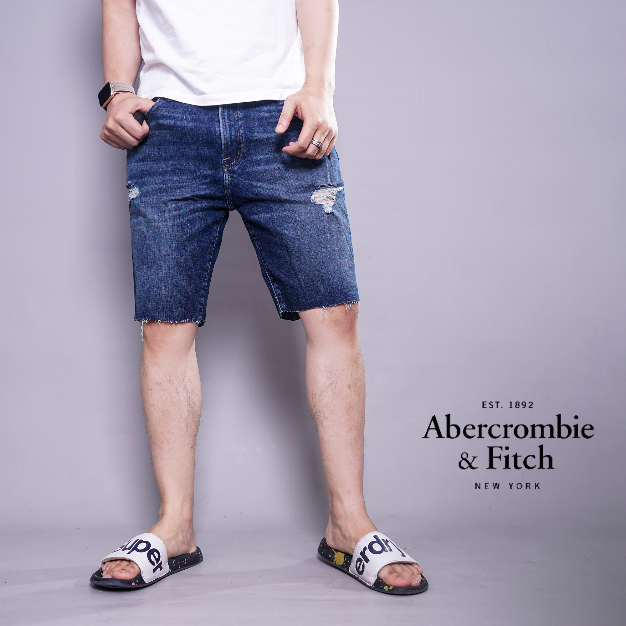 ABERCROMBIEFITCH男AF微弹破洞