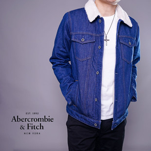 清仓特价美国Abercrombie Fitch男af仿羊羔绒牛仔夹克外套现货
