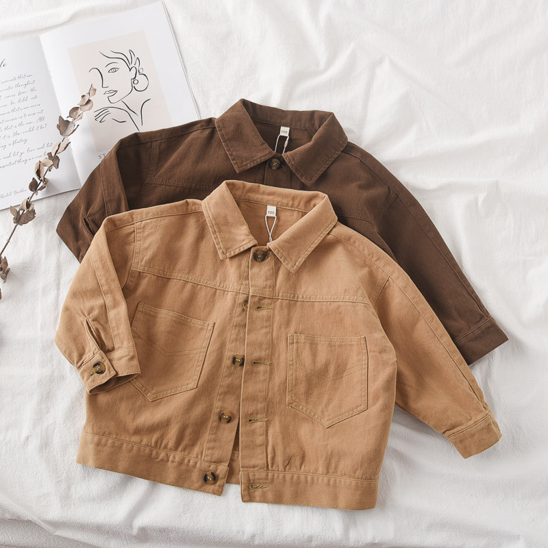 帅气版型~韩国儿童外套春秋款男女宝宝雪花绒棉布夹克开衫上衣潮